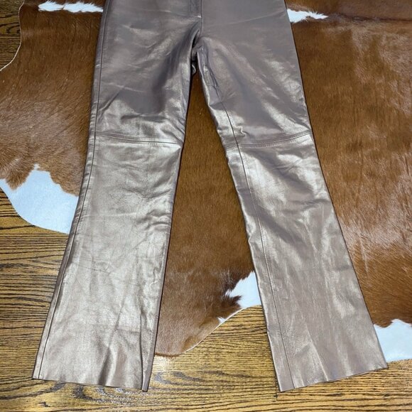 CACHE Metallic Copper Bronze Brown Leather Pants Size 10 Y2K Festival - Picture 2 of 12